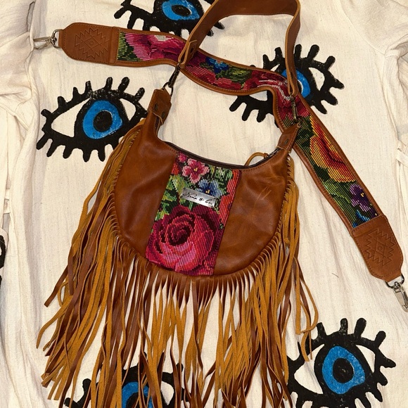 One of a Kind Nena & Co artisan fringe bag with 2 straps! - Picture 2 of 12